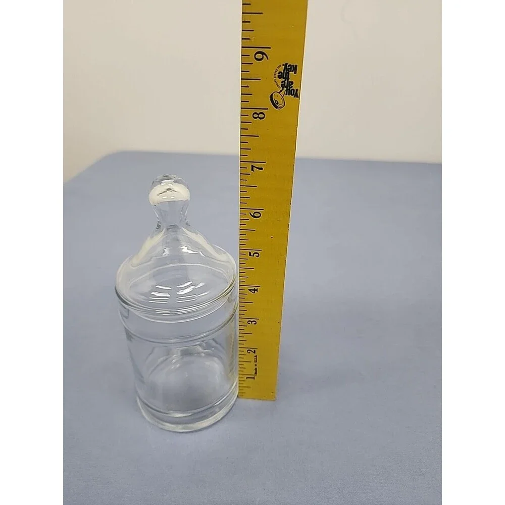 Vintage Glass Apothecary Jar With Lid For Candy Or Trinkets Clear Glass